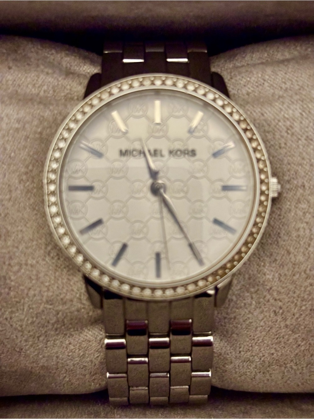 Michael Kors Silver and White Stainless Steel Bracelet Watch